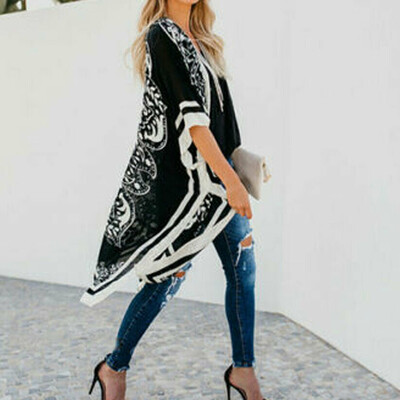 

Fashion Women Boho Floral Loose Shawl Kimono Cardigan Top Cover up Blouse