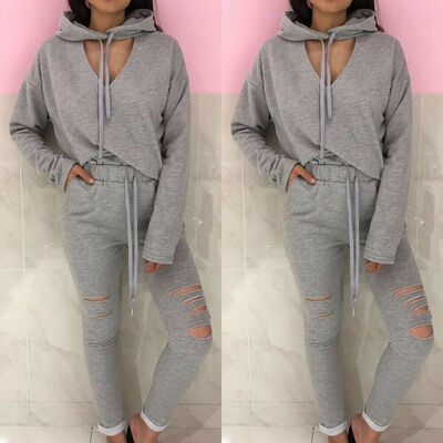 

2pcsset Women Casual Tracksuit Jogging Gym Sports Sweatshirt Tops Pants Suit