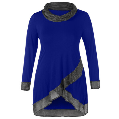 

Nomeni Fashion Womens Casual Plus Size Cowl Neck Metallic Thread Blouse Top Shirt