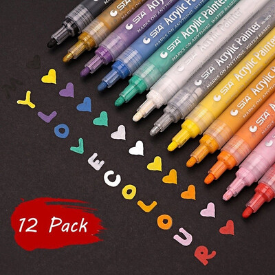 

12 Colors Acrylic Paint Markers Pens Set