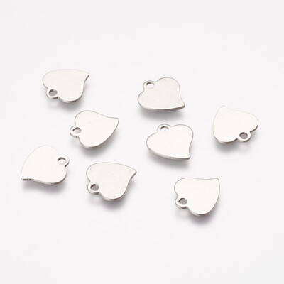 

304 Stainless Steel Charms Blank Stamping Tag Heart Stainless Steel Color 125x12x05mm Hole 2mm