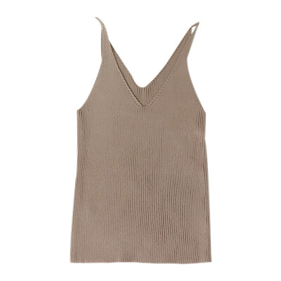 

Women Summer Fashion Slim Fit Breathable V-neck Sexy All-match Solid Color Camisole Top