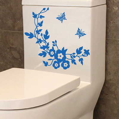 

Gobestart Flower Toilet Seat Wall Sticker Bathroom Decoration Decals Decor Butterfly Black