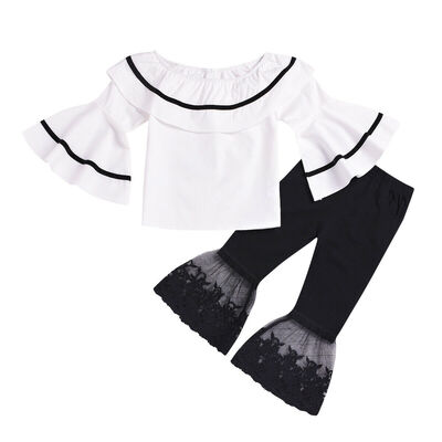 

Toddler Baby Girl Kid Off Shoulder Tops Pants Summer Clothes Outfit Set