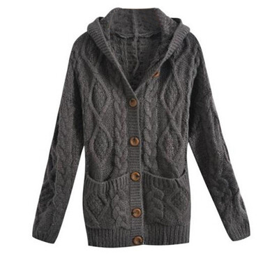 

Toponeto Women Hooded Long Sleeve Cardigan Sweater Coat GY