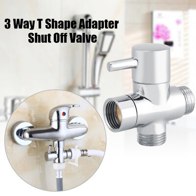 

3-Way T Shape Diverter Shut Off Valve Shower Toilet Bidet Sprayer Water Adapter Chrome ColorShower DiverterShower Adapter