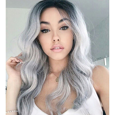 

Gobestart 70CM Sexy Gradient Blonde Party Wigs Long Curly Hair Mixed Colors Synthetic Wig