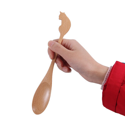 

Toponeto Wooden Spoon Fork Kitchen Cooking Utensil Tools Soup-Teaspoon Tableware