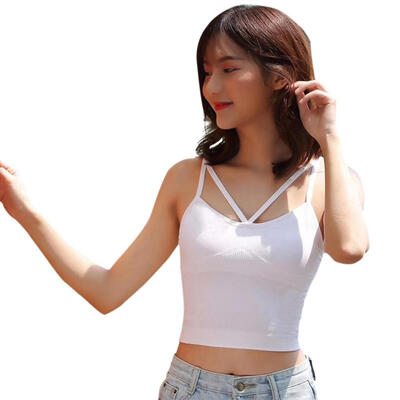 

Seamless Women Strap Underwear Thicken Removable Chest Pad Vest Crop Tops