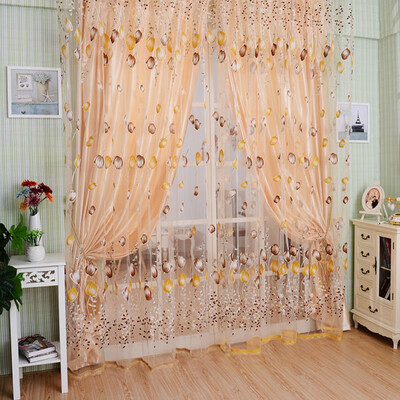 

Tulip Flower Yarn Sheer Window Curtain Beads Door Scarf Drapes for Bedroom