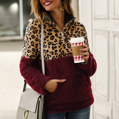 

Tailored Womens Leopard Autumn Winter Faux Long Sleeves Casual Sweater Top Blouse