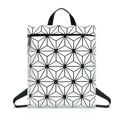 

Reflective Backpack Rainbow Triangle Patchwork Laser Luminous PU Teenagers School Bag Girl Folding Mini Women Backpack
