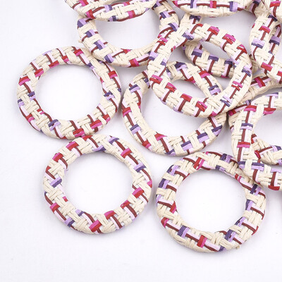 

Handmade Raffia Woven Linking Rings with Iron & Aluminum Findings Platinum PapayaWhip 505x6mm Inner Diameter 33mm