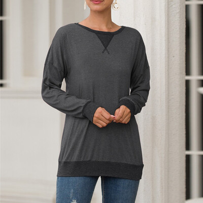 

Tailored Womens Autumn O Neck Solid Color Stitch Long Sleeve Sweater Casual Blouse Tops