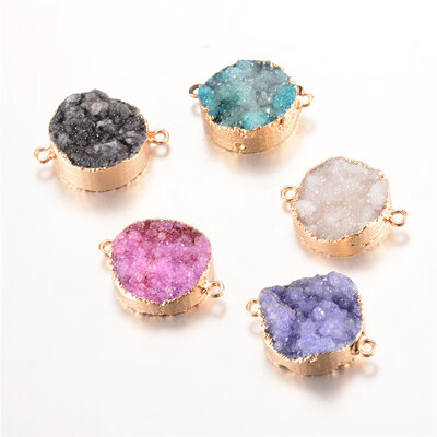 

PH PANDAHALL 5pcs Plated Natural Druzy Agate Links