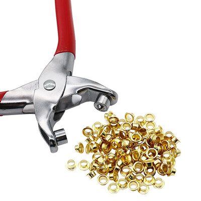 

Metal Rivets Eyelet Hole Punch Pliers Tool100xEyelets Grommets Kit For Shoes UK
