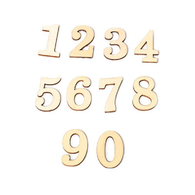

JM01483 Wooden ZAKKA Crafts Environmental Protection DIY Numbers Decoration Self-adhesive Accessories Wooden Numbers for DIY craft
