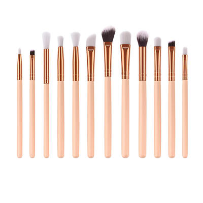 

12pcs Pro Eyes Makeup Brushes Set Wood Handle Eyeshadow Eyeliner Applicator