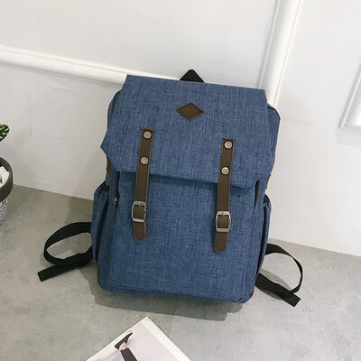 

Backpack mens double shoulder bag canvas double belt personality schoolboy bag casual mens small bag bag tide travel bag