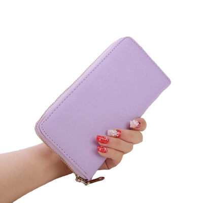 

Women Fashion Solid Color Zipper Long Purse Faux Leather Wristlet Clutch Wallet