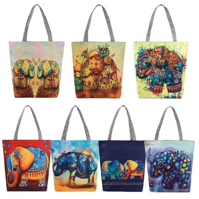 

New Women Canvas Handbag Animal Print Shoulder Bag Large Capacity Casual Shopping Bag Tote