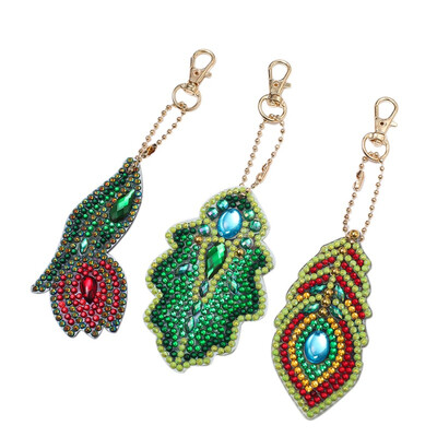 

3pcsset Keychain DIY Full Drill Diamond Painting Cartoon Emotion Cute Animals Love Heart Key Ring Diamond Painting Cross Stitch