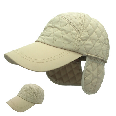 

Tailored Unisex Winter Hat with Edge Earflap Fitted Hat Faux Baseball Cap