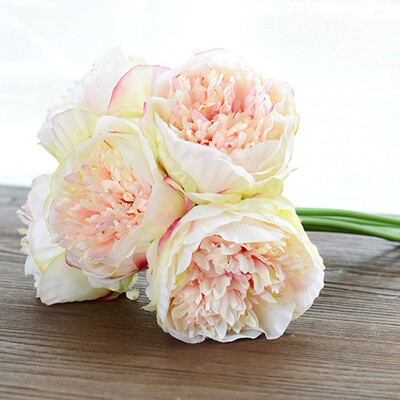 

5 Heads Artificial Fake Peony Silk Flower Wedding Bridal Bouquet Home Decor New