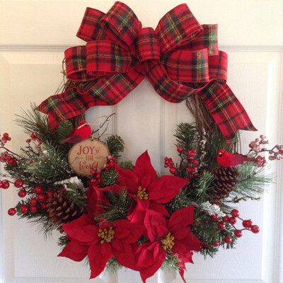 

Christmas Xmas Wreath Plant Rattan Circle Wall Door Decor Simulation Dia 37cm