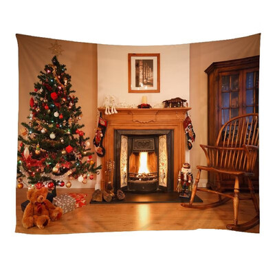 

Christmas Tapestries Wall Hanging Art Tapestry Polyester Xmas Fireplace Tapestry Table Cloth Bedspread Beach Picnic Mat Party Livi