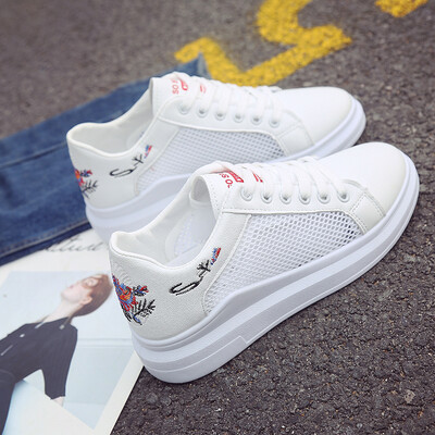 

White shoes women summer 2019 new Joker Korean student sports hollow mesh shoes women breathable mesh panel shoes