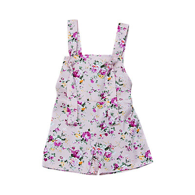Baby Girls Toddler Suspender Romper Shorts Girl Floral Print Backless Short Pants Outfits