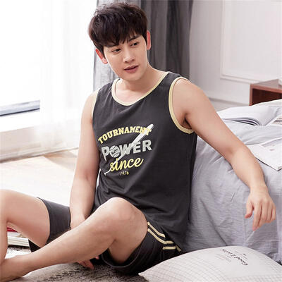 

2 Piece Set Summer Men Slim Fit Cool Tank Jacket Shorts Pants Set Plus Size