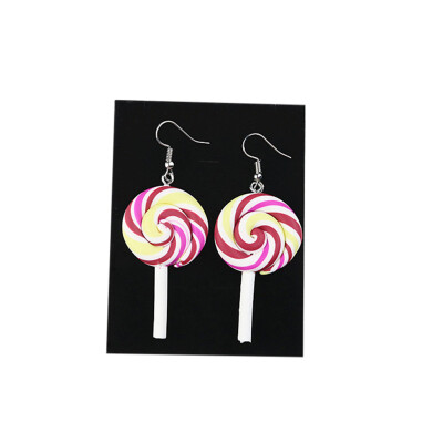 

Rainbow Swirl Lollipop Earrings Earring Candy Costume Trendy Style Woman Girl Jewelry