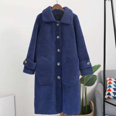 

Tailored Women Fashion Autumn And Winter Loose Medium Long Windbreaker Lamb Coat