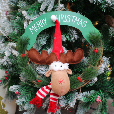 

Christmas Decoration Pendants toy Wreath Garland Outside Xmas Tree Hanging Ornament ELK Doll for Home Decor Kids Gift