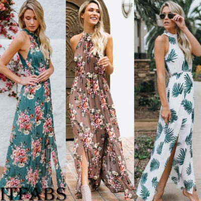 

Women Maxi Boho Floral Summer Beach Long Dress Skirt Evening Cocktail Party Dress