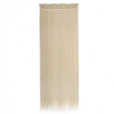 

Synthetic Fiber Clips in on Hair Extension 34 Full Head One Piece 5 Clips Long Silky Straight Curly Wavy