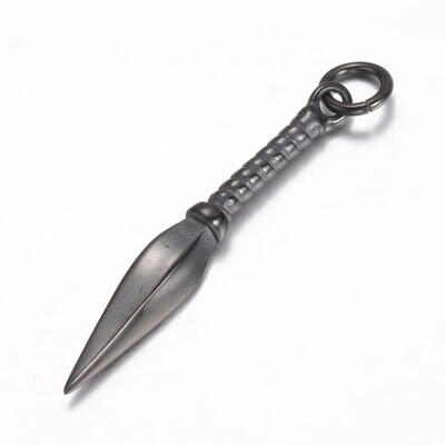 

304 Stainless Steel Pendants Spear Gunmetal 485x7x5mm Hole 55mm