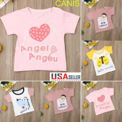 

Toddler Kids Baby Boys Girls Cotton T-shirt Infant Summer Short Sleeve Tops 0-4Y