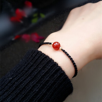 

FW Womens beautiful fashion black rope red beads bracelet beautifully sent to friends