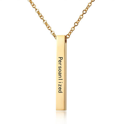 

Gold Silver Custom Personalized Vertical Blank Bar Necklace Engraved Name Date Chain Necklace For Women Men Birthday Gift