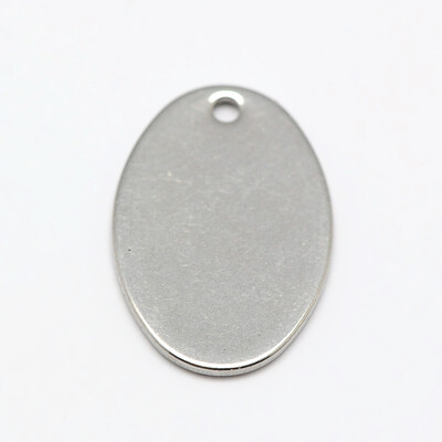 

304 Stainless Steel Blank Stamping Flat Oval Pendants Stainless Steel Color 18x12x1mm Hole 1mm