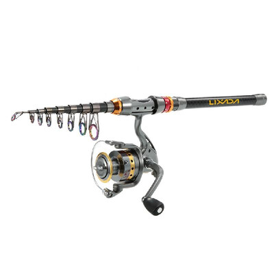 

Lixada Telescopic Fishing Rod&Reel Combo Full Kit Spinning Fishing Reel Gear Organizer Pole Set with 100M Fishing Line Lures H