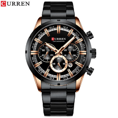 

CURREN 8355M Men Quartz Watch Stainless Steel Band Fashion Multifunction Wristwatch 3ATM Luminous Display Chronograph Calendar Dat