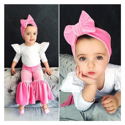 

Fashion Toddler Infant Baby Kids Girls Clothes Tops Pants Headband 3Pcs Outfits