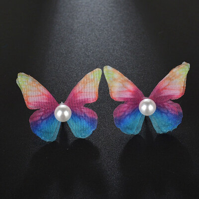 

1Pair Temperament 6 Colors 3D Simulation Butterfly Earrings for Women Imitation Pearl Stud Earrings Fashion Jewelry