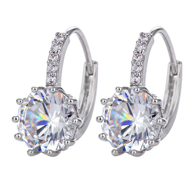 

Fashion Charm Geometry Flower Stud Earrings for Women Girl Korean Style Round Cubic Zircon Earring Jewelry Gift