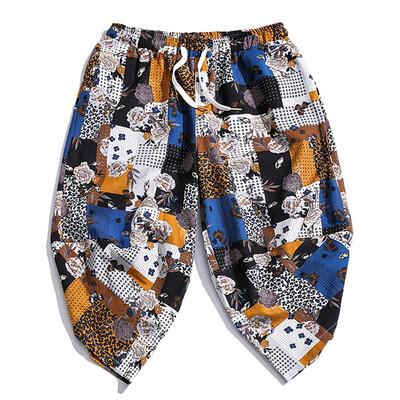 

Gobestart Mens Casual Slim Sports Pants Calf-Length Linen Trousers Baggy Harem Pants