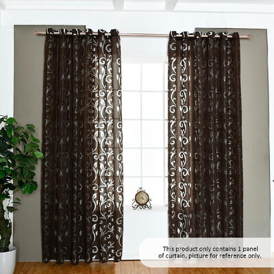 

39 98 inches Polyester Semi-Blackout Grommet Top Window Curtain Panel Living Room Bedroom Hotel Voile Curtain Drape--Brown